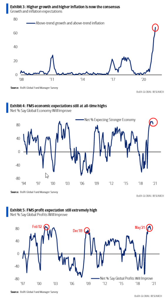 Exhlblt3: Higher Growth And Higher Inflatlon Is Now The Consensus 
Growth And Inflation Expectations 
80 
60 
40 
20 
— Above-Trend Growth And Above-Trend Inflation 
'14 
Glotel Ma 
Boia 
Exhlblt4: Fms Economlc Expectations Still At All-Umehlghs 
Net % Say Global Economy Will Improve 
— Net % Expecting Stronger Economy 
80 
40 
03 
06 
09 
Glotel Ma 
Exhlblt 5: Fms Profit Expectatlon Still Extremely High 
Net % Say Global Profits Will Improve 
80 
40 
Bofa 
May'21 
06 
09 
Glotel Ma 
—Net Say Global Profits Will Improve 
Bon 