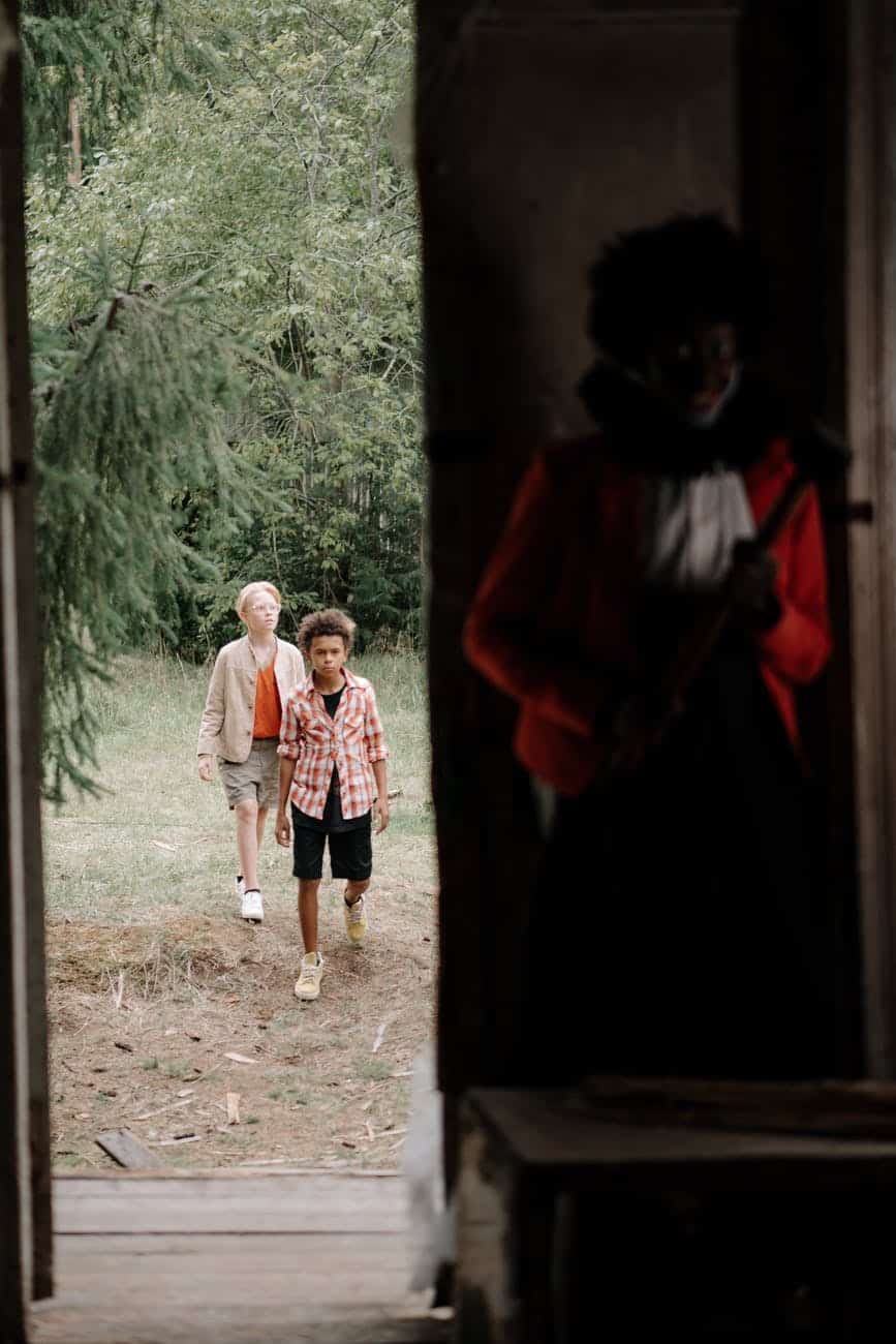 a scary clown ambushing the teens