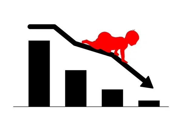 birth rate decreasing declining concept 600nw 2247748385 Et si la crise démographique n'arrivait pas ?